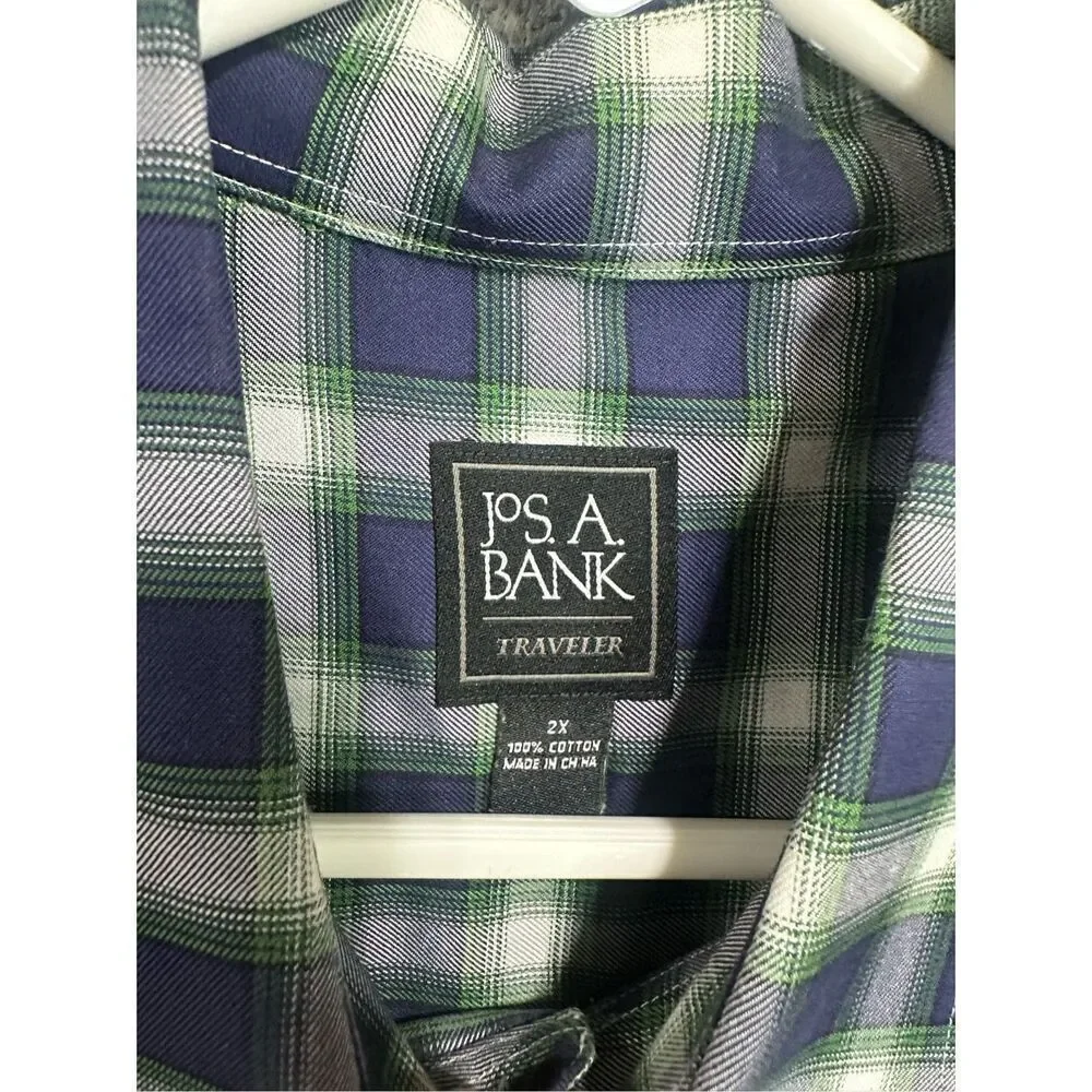 JoS.A.Bank Traveler Long Sleeve Button Down Plaid Shirt Men's 2X